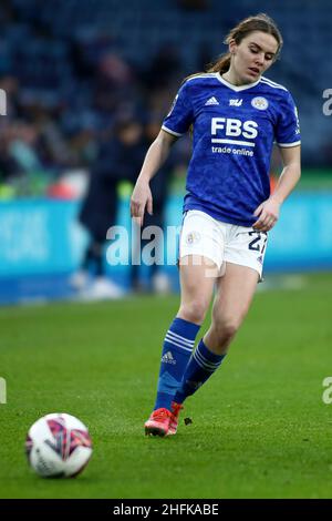 LEICESTER, ROYAUME-UNI.JAN 16th Shannon O'Brien de Leicester City photographiée avec le ballon lors du match de la Super League féminine de Barclays FA entre Leicester City et Brighton et Hove Albion au King Power Stadium, Leicester, le dimanche 16th janvier 2022.(Crédit : Kieran Riley | INFORMATIONS MI) crédit : INFORMATIONS MI et sport /Actualités Alay Live Banque D'Images