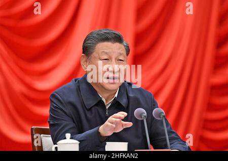 XI JINPING Secrétaire général du Parti communiste chinois le 11 janvier 2022.Photo : Li Xueren/Xinhua. Banque D'Images