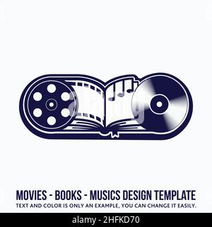 Modèle de conception de musique, de livres et de films.Vecteur et illustration. Illustration de Vecteur