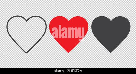 Collection de coeurs, ensemble d'icônes de symbole d'amour, symbole d'amour sur fond transparent coché.Illustration vectorielle.Fichier vectoriel EPS 10. Illustration de Vecteur