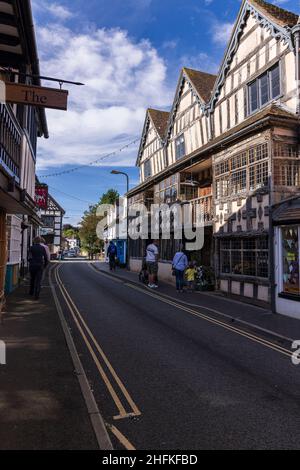 Bâtiments à pans de bois le long de High Street dans la grande partie de Wenlock, Shropshire, Angleterre Banque D'Images