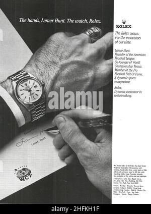 Rolex Watch publicité sur papier vintage 1980s 80s Banque D'Images