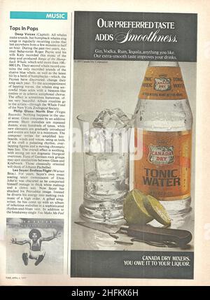 Tonic Water Canada Dry vintage papier annonce 1980 80s Banque D'Images