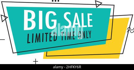 bannière de vente offre spéciale bannière de vente de style origami bleu et jaune géométrique. Illustration de Vecteur