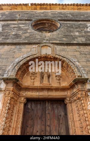 Portail du Couvent de Sant Francesc de Paula ou Saint François de Paola, ancien ordre des Minims, Campos, Majorque, Majorque, Iles Baléares,Espagne Banque D'Images