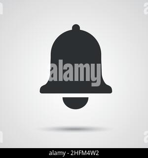 Style plat en forme de cloche isolé sur fond gris.Symbole de notification pour la conception de votre site Web, votre logo, votre application, votre interface utilisateur.Illustration vectorielle.Vecteur EPS 10 f Illustration de Vecteur