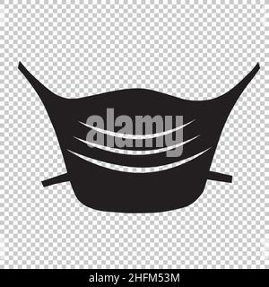 Icône de pictogramme de masque de protection protège-bouche sur fond transparent vérifié.Illustration vectorielle.Fichier vectoriel EPS 10. Illustration de Vecteur