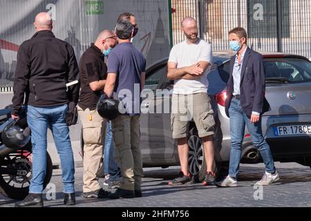 Mauro Scrobogna /Lapresse 06 juin 2020 et#xA0; Rome, Italie nouvelles démonstration ultrafans de football dans la photo: La police contrôle quelques manifestants Banque D'Images