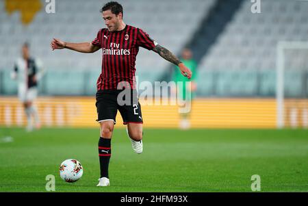 Lapresse - Spada 12 juin 2020 Turin ( Italie ) Sport Soccer A.C.Milan- saison 2019-2020 - coupe italienne , demi-finale - Juventus vs AC Milan ( stade Allianz ) dans le pic: Davide Calabria Banque D'Images