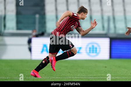 Lapresse - Spada 12 juin 2020 Turin ( Italie ) Sport Soccer A.C.Milan- saison 2019-2020 - coupe italienne , demi-finale - Juventus vs AC Milan ( stade Allianz ) dans le pic: Lorenzo Colombo Banque D'Images