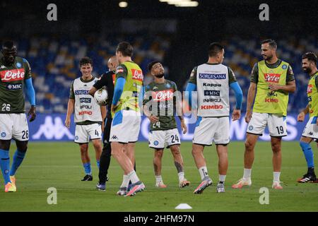 Cafaro/Lapresse 13 juin 2020 Naples, Italie football sportif Napoli vs Inter - coupe italienne, demi-finale deuxième jambe - stade San Paolo.Dans la photo: Lorenzo Insigne (SSC Napoli) se réchauffe. Banque D'Images