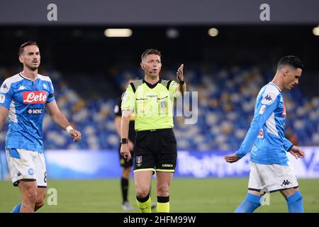 Cafaro/Lapresse 13 juin 2020 Naples, Italie football sportif Napoli vs Inter - coupe italienne, demi-finale deuxième jambe - stade San Paolo.Dans le pic: Arbitre Rocchi. Banque D'Images