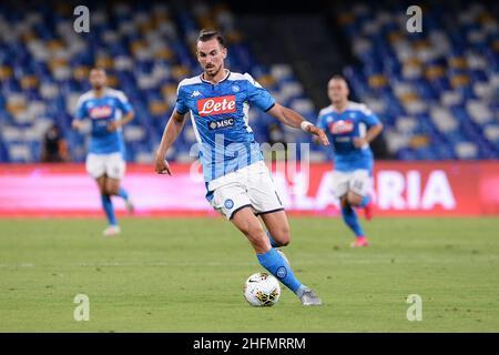 Cafaro/Lapresse 12 juillet 2020 Naples, Italie football sportif Napoli vs Milan - Ligue italienne de football A TIM 2019/2020 - Stade San Paolo.Dans la photo: Fabian Ruiz (SSC Napoli). Banque D'Images