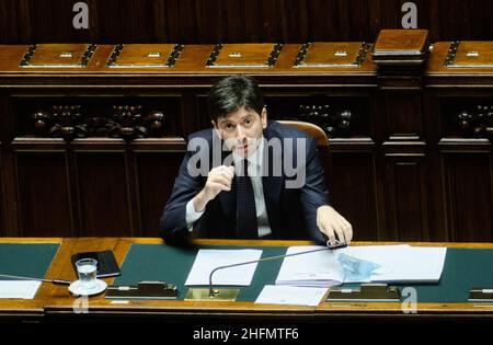 Mauro Scrobogna /Lapresse 14 juillet 2020 et#xA0; Rome, Italie Actualités Chambre des députés - communication du ministre de la Santé sur la photo : le ministre de la Santé Roberto Speranza lors de communications sur les mesures de confinement visant à prévenir la propagation du virus Covid-19 Banque D'Images