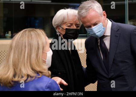 Bruxelles, Belgique.17th janvier 2022.Le ministre français de l'économie et des Finances, Bruno le Maire, arrive à une réunion des ministres des Finances de la zone euro à Bruxelles, en Belgique, le 17 janvier 2022.Crédit: ALEXANDROS MICHAILIDIS/Alamy Live News Banque D'Images