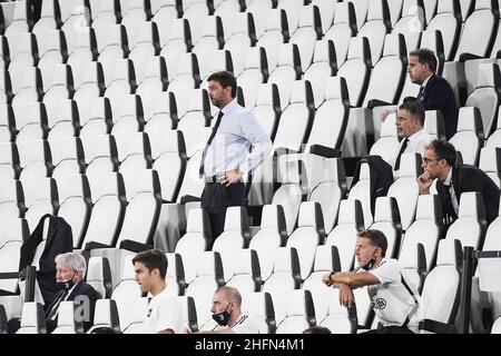 Marco Alpozzi/Lapresse 26 juillet 2020 Turin, Italie football sportif Juventus vs Sampdoria - Ligue italienne de championnat de football A TIM 2019/2020 - Stade Allianz dans le pic: Andrea Agnelli, présidente du Club de football de Juventus Banque D'Images