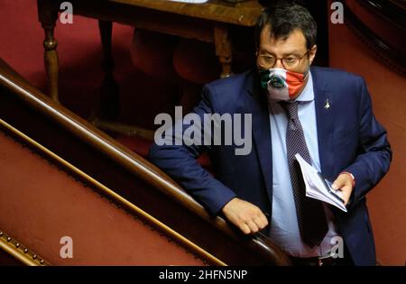 Mauro Scrobogna /Lapresse 29 juillet 2020 et#xA0; Rome, Italie Sénat politique - mesures d'écart budgétaire sur la photo: Matteo Salvini Lega Banque D'Images