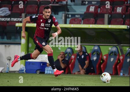 Lapresse/Alessandro Tocco 29 juillet 2020 Cagliari (Italie) Sport Soccer Cagliari Calcio vs Juventus League A TIM 2019/2020 "Sardegna Arena" Stadium&#xA0; sur la photo:Charalampos Lykogiannis 22 (Cagliari Calcio) Banque D'Images