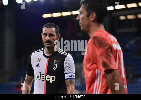 Lapresse/Alessandro Tocco 29 juillet 2020 Cagliari (Italie) Sport Soccer Cagliari Calcio vs Juventus League A TIM 2019/2020 "Sardegna Arena" Stadium&#xA0; sur la photo:Leonardo Bonucci 19(Juventus FC) Banque D'Images