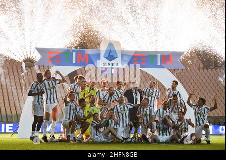 Massimo Paolone/Lapresse 1 août 2020 Turin, Italie football sportif Juventus vs Roma - Ligue italienne de championnat de football A TIM 2019/2020 - Stade Allianz dans le pic: Les joueurs de Juventus pendant la partie Scudetto Banque D'Images