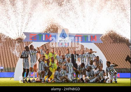 Massimo Paolone/Lapresse 1 août 2020 Turin, Italie football sportif Juventus vs Roma - Ligue italienne de championnat de football A TIM 2019/2020 - Stade Allianz dans le pic: Les joueurs de Juventus pendant la partie Scudetto Banque D'Images