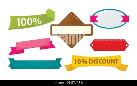 Jeu de vente et étiquettes publicitaires en aquarelle, illustration vectorielle pour le graphisme et le web design Illustration de Vecteur