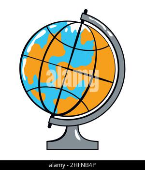 Autocollant globe de style rétro sur fond blanc, illustration vectorielle pour thème de voyage Illustration de Vecteur