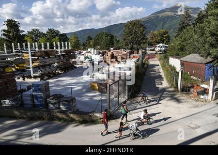 Cecilia Fabiano/Lapresse 19 août 2020 Amatrice (Italie) Actualités: Amatrice&#x2019;s tremblement de terre : Amatrice et le pays autour du pic : travaux en cours Banque D'Images