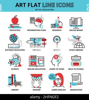 Ensemble d'icônes de formation, illustration vectorielle fine et plate, modifiable, pour la conception graphique et Web Illustration de Vecteur
