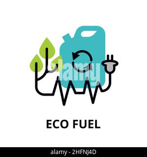 Design moderne à lignes plates, concept d'Eco fuel, technologies de l'avenir et énergie verte pour la conception graphique et web Illustration de Vecteur
