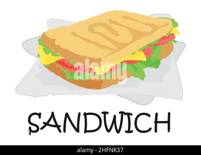 Autocollant sandwich.Illustration vectorielle de style aquarelle, pour le graphisme et la conception Web Illustration de Vecteur