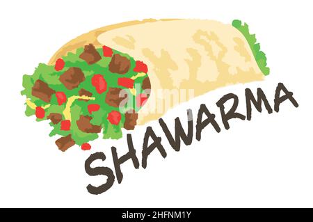 Autocollant Shawarma.Illustration vectorielle de style aquarelle, pour le graphisme et la conception Web Illustration de Vecteur