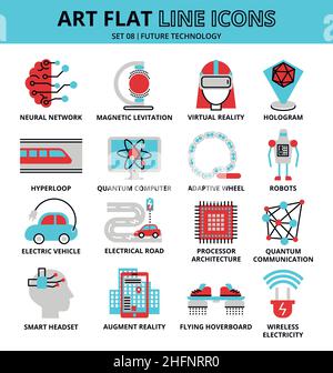 Ligne vectorielle moderne et modifiable, ensemble d'icônes technologiques à venir, pour la conception graphique et Web Illustration de Vecteur
