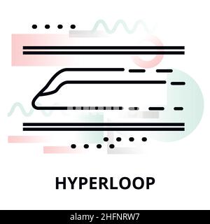 Icône abstraite de la technologie future - hyperloop sur fond de formes géométriques de couleur, pour la conception graphique et web Illustration de Vecteur