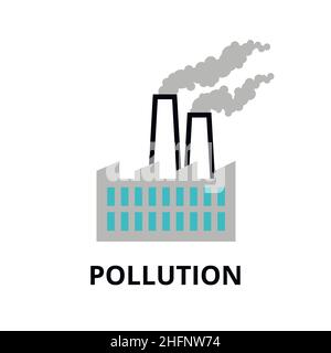 Design moderne plat fin, icône, illustration vectorielle, infographie concept de pollution et de mauvaise écologie pour la conception graphique et Web Illustration de Vecteur