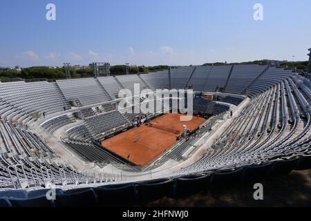 Alfredo Falcone - Lapresse 16/09/2020 Roma (Italie) Sport tennis Novak Djokovic (SRB) vs Salvatore Caruso (ITA) Internazionali BNL d'Italia 2020 dans le pic:overview Banque D'Images