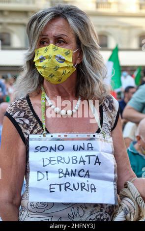 Mauro Scrobogna /Lapresse 18 septembre 2020 et#xA0; Florence, Italie politique élections régionales - manifestation pour clore la campagne électorale Forza Italia, Fratelli d'Italia, Lega dans la photo: Clôture de la campagne électorale de Susanna Ceccardi pour l'élection à la présidence de la région Toscane Banque D'Images