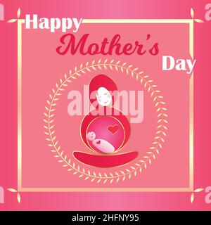 Carte de vœux à motif abstrait Happy Mother's Day Baby in Lap, illustration vectorielle de l'utérus.Carte de vœux, affiche, prospectus.Concept créatif Illustration de Vecteur