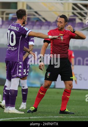 Marco Bucco/Lapresse 19 septembre 2020 Florence , Italie football sportif Fiorentina vs Turin - Ligue italienne de football A TIM 2020/2021 - Stade Artemio Franchi, Florence .Dans le pic: L'arbitre Abiss&#xf2; Banque D'Images