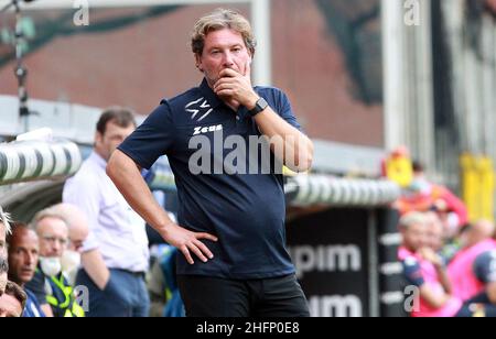 Lapresse - Tano Pecoraro 20 septembre 2020 City Genova - (Italie) Sport Soccer Gênes vs Crotone Italian football Championship League A TIM 2020/2021 - "Luigi Ferraris" Stadium dans le pic: giuseppe stropppa Banque D'Images