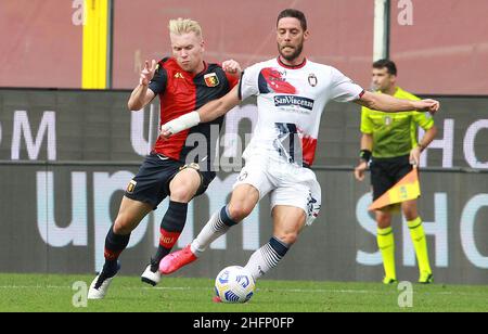 Lapresse - Tano Pecoraro 20 septembre 2020 City Genova - (Italie) Sport Soccer Gênes vs Crotone Italian football Championship League A TIM 2020/2021 - "Luigi Ferraris" Stadium dans le pic: Czyborra lennart Banque D'Images