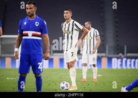 Marco Alpozzi/Lapresse 20 septembre 2020 Turin, Italie football sportif Juventus vs Sampdoria - Ligue italienne de championnat de football A TIM 2020/2021 - Stade Allianz dans le pic: Cristiano Ronaldo (Juventus F.C.); Banque D'Images