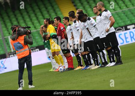 Foto Albano Venturini/Lapresse 27 settembre 2020 Cesena, Italia sport calcio Spezia vs Sassuolo - Campionato di calcio série A TIM 2020/2021 - stadio Dino ManuzziNella foto:inizio garaPhoto Albano Venturini/Lapresse 27 septembre 2020 Cesena, Italie football sport Spezia vs Sassuolo - Ligue italienne de championnat de football A TIM 2020/2021 - Dino Manuzzi stadiumDin the pic: Line up Banque D'Images