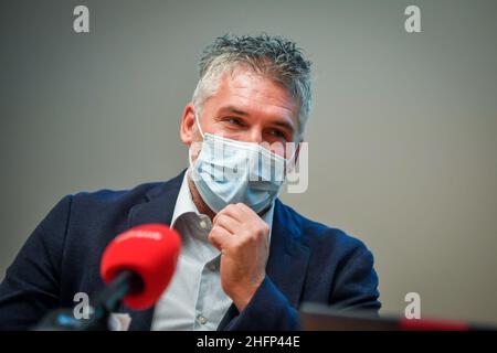 Claudio Furlan - Lapresse 28 septembre 2020 Milano (Italie) patient 1 de Codogno Mattia Maestri participe à la conférence de présentation du Congrès national "l'adhésion thérapeutique et agnostique à l'ère Covid-19" et des prix "femmes et Covid-19" Banque D'Images