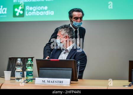 Claudio Furlan - Lapresse 28 septembre 2020 Milano (Italie) patient 1 de Codogno Mattia Maestri participe à la conférence de présentation du Congrès national "l'adhésion thérapeutique et agnostique à l'ère Covid-19" et des prix "femmes et Covid-19" Banque D'Images