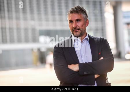 Claudio Furlan - Lapresse 28 septembre 2020 Milano (Italie) patient 1 de Codogno Mattia Maestri participe à la conférence de présentation du Congrès national "l'adhésion thérapeutique et agnostique à l'ère Covid-19" et des prix "femmes et Covid-19" Banque D'Images