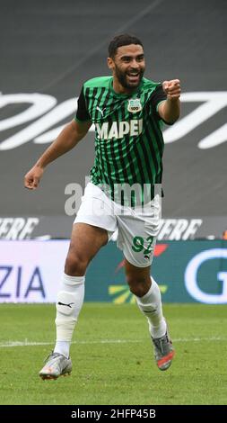 Albano Venturini/Lapresse 27 septembre 2020 Cesena, Italie football sport Spezia vs Sassuolo - Championnat italien de football League A TIM 2020/2021 - Dino Manuzzi stade dans le pic: Gregoire Defrel celetaux Banque D'Images