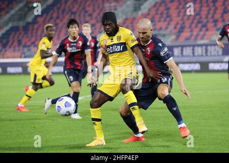 Lapresse/Filippo Rubin 28 septembre 2020 Bologne (Italie) Sport Soccer Bologna vs Parme - Championnat italien de football League A 2020/2021 - &#x201c;Renato Dall&#x2019;Ara&#x201d; Stade dans la photo: GERVINHO (PARME) Banque D'Images