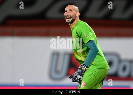 Claudio Grassi/Lapresse 29 septembre 2020 Monza, Italie sport football AC Monza vs US Triestina Calcio 1918 - Italian football Cup Coppa Italia 2019/2020 Round of 128 - U-Power Stadium.Dans la photo: Daniel Offredi (#1 Triestina) Banque D'Images