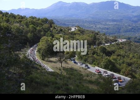 Fabio Ferrari/Lapresse 08 octobre 2020 Italie Sport Cycling Giro d'Italia 2020 - 103th Edition - Stage 6 - de Castrovillari à Matera dans le pic: Pendant la course Banque D'Images